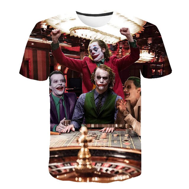Hot Sale Clown T Shirt Men/women Joker Face 3D Printed Terror Fashion T-shirts Cool Character joker Harajuku Clothing