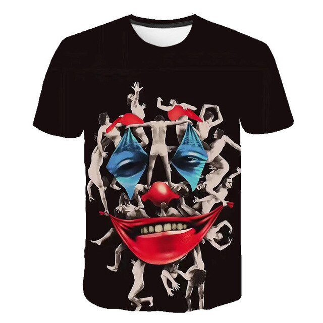 Hot Sale Clown T Shirt Men/women Joker Face 3D Printed Terror Fashion T-shirts Cool Character joker Harajuku Clothing