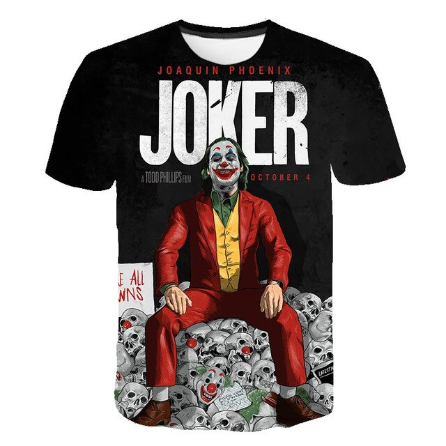 Hot Sale Clown T Shirt Men/women Joker Face 3D Printed Terror Fashion T-shirts Cool Character joker Harajuku Clothing