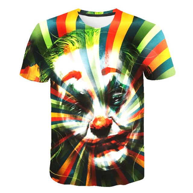 Hot Sale Clown T Shirt Men/women Joker Face 3D Printed Terror Fashion T-shirts Cool Character joker Harajuku Clothing