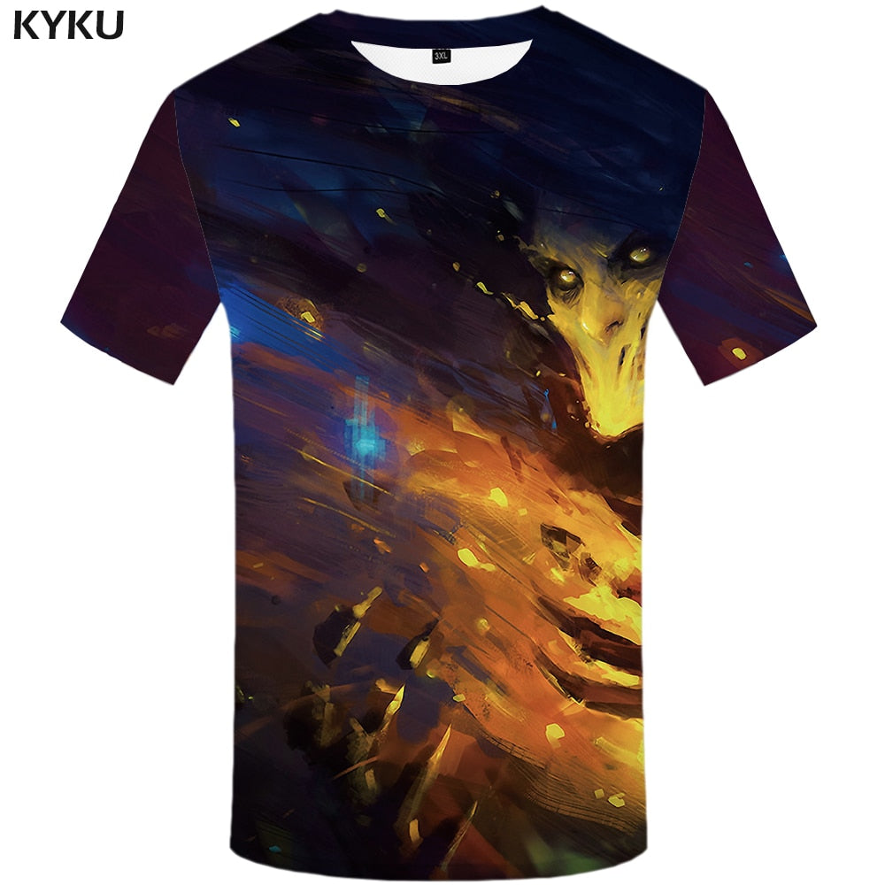 Skull T shirt Men Metal Tshirt Printed Rose Anime Clothes War Shirt Print Harajuku T-shirts 3d Mens Clothing