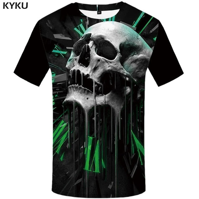 Skull T shirt Men Metal Tshirt Printed Rose Anime Clothes War Shirt Print Harajuku T-shirts 3d Mens Clothing