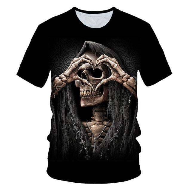Funny Skull Motorbike 3D T Shirt Summer Hipster Short Sleeve Tee Tops Men/Women Print T-Shirts Casual Homme Short Sleeve Top