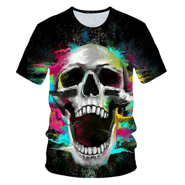 Funny Skull Motorbike 3D T Shirt Summer Hipster Short Sleeve Tee Tops Men/Women Print T-Shirts Casual Homme Short Sleeve Top
