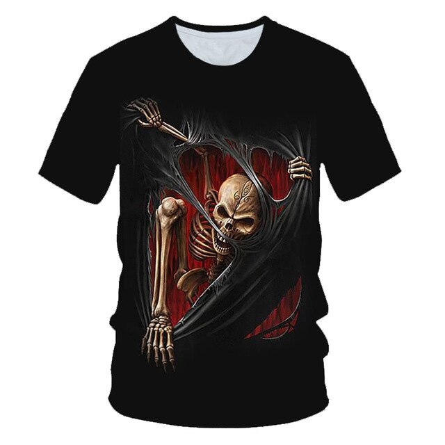 Funny Skull Motorbike 3D T Shirt Summer Hipster Short Sleeve Tee Tops Men/Women Print T-Shirts Casual Homme Short Sleeve Top